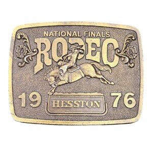 Saddle Bronc Belt Buckle 1976 NFR Rodeo Cowboy National Finals Vintage Horse